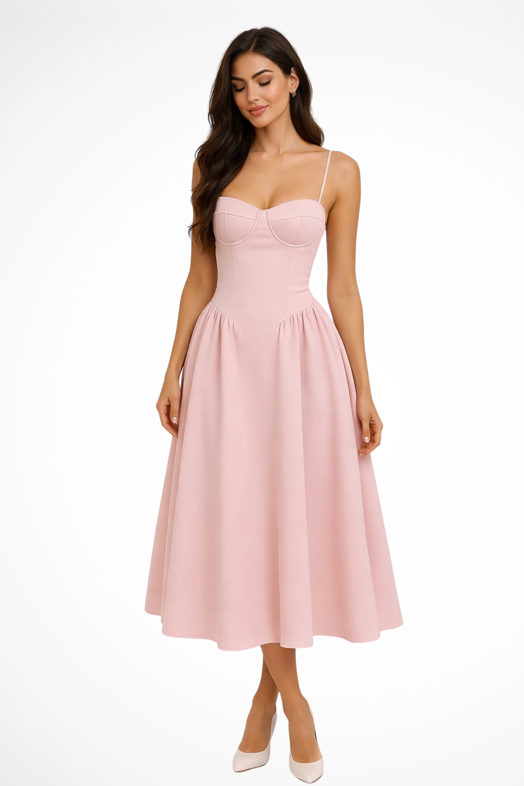 Calliope │ Women's Corset Bodice A-Line Midi Wedding Guest Dress – Reese London