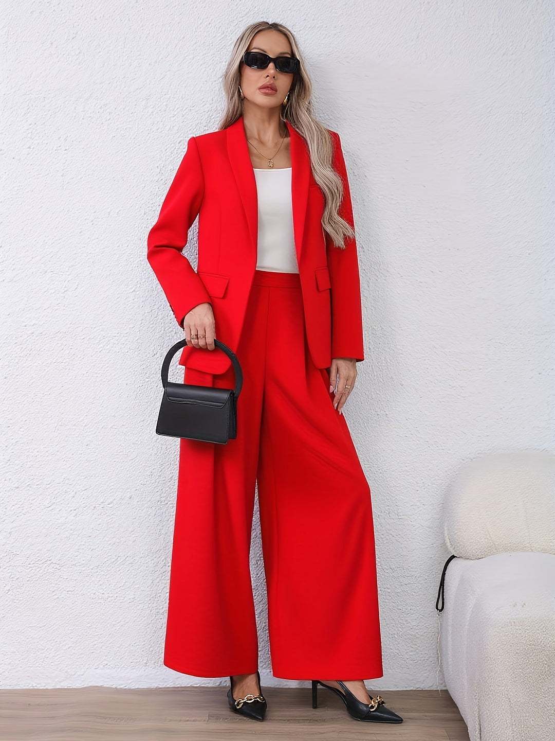 Claudia │ Women's Oversized Blazer And Wide Leg Trousers Two-Piece Set