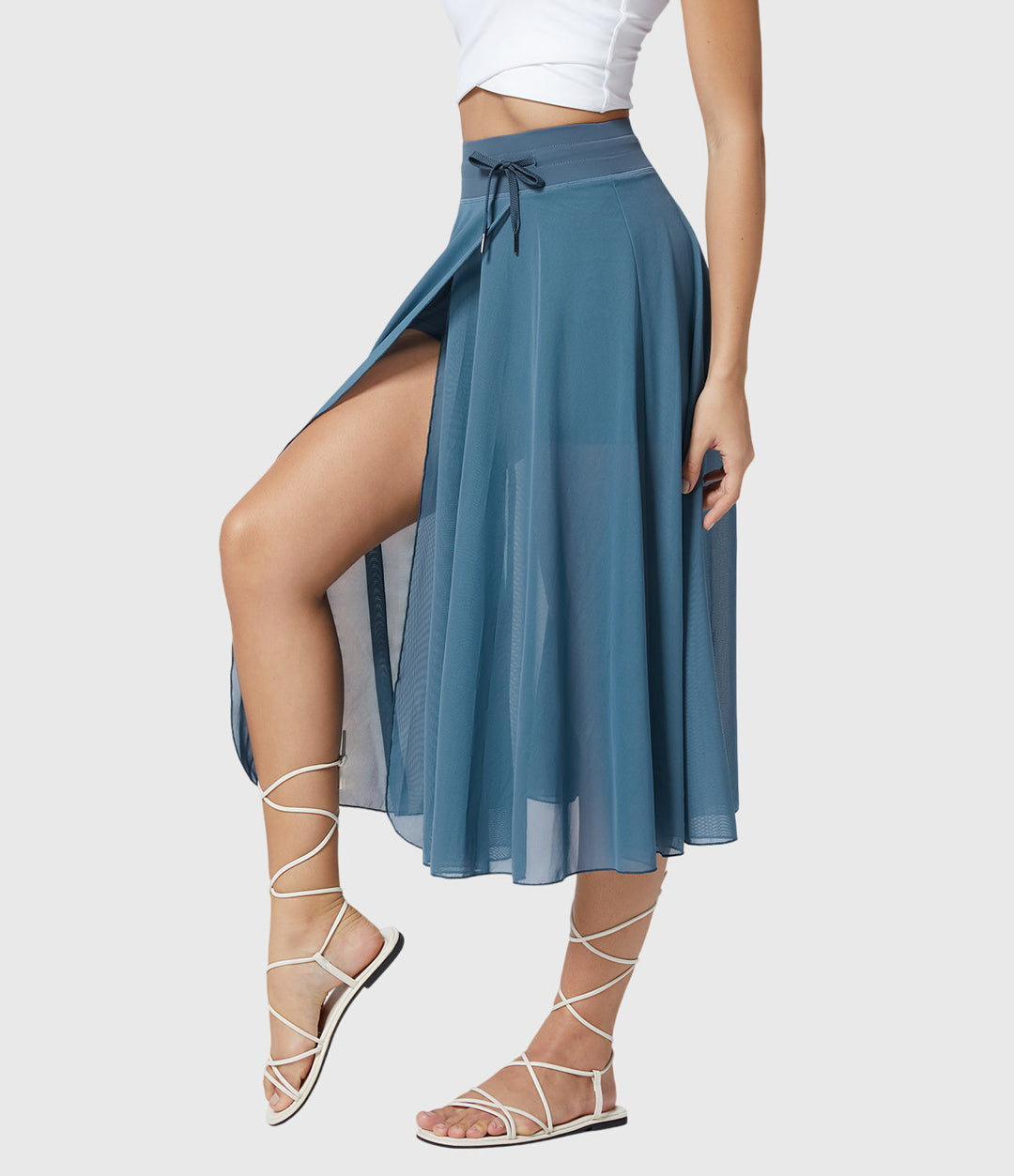 Arabella │ Women's High Waist Two-Layer Midi Skirt