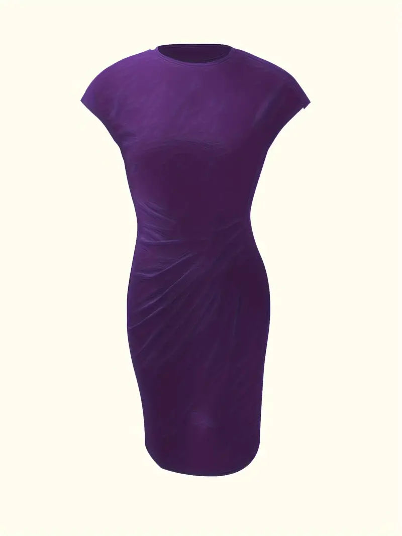Verity │ Women's Short Sleeve Bodycon Midi Dress With Twisted Waist Detail
