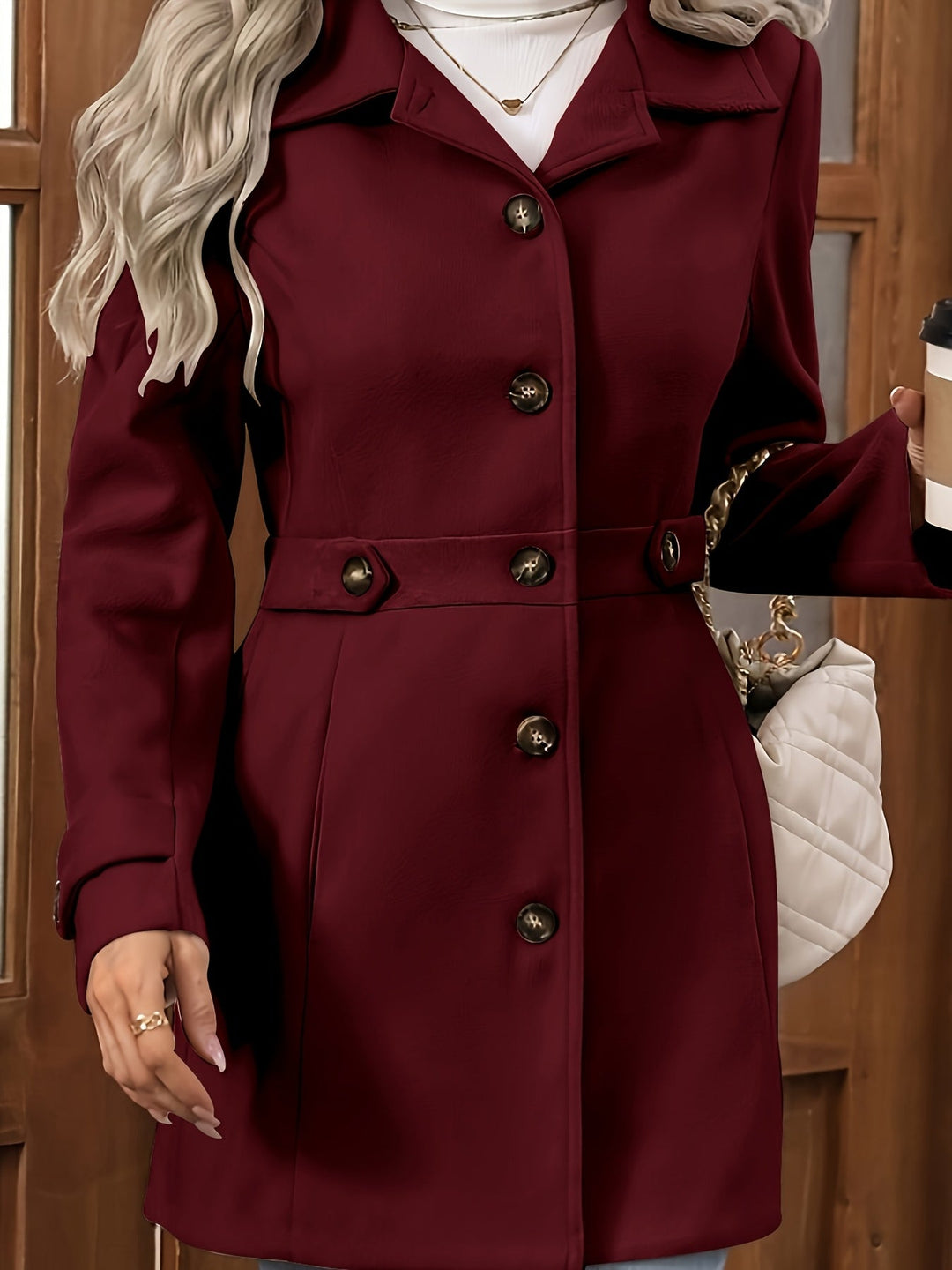 Martha │ Women's Tailored Mid-Length Coat With Notched Lapels And Button Front