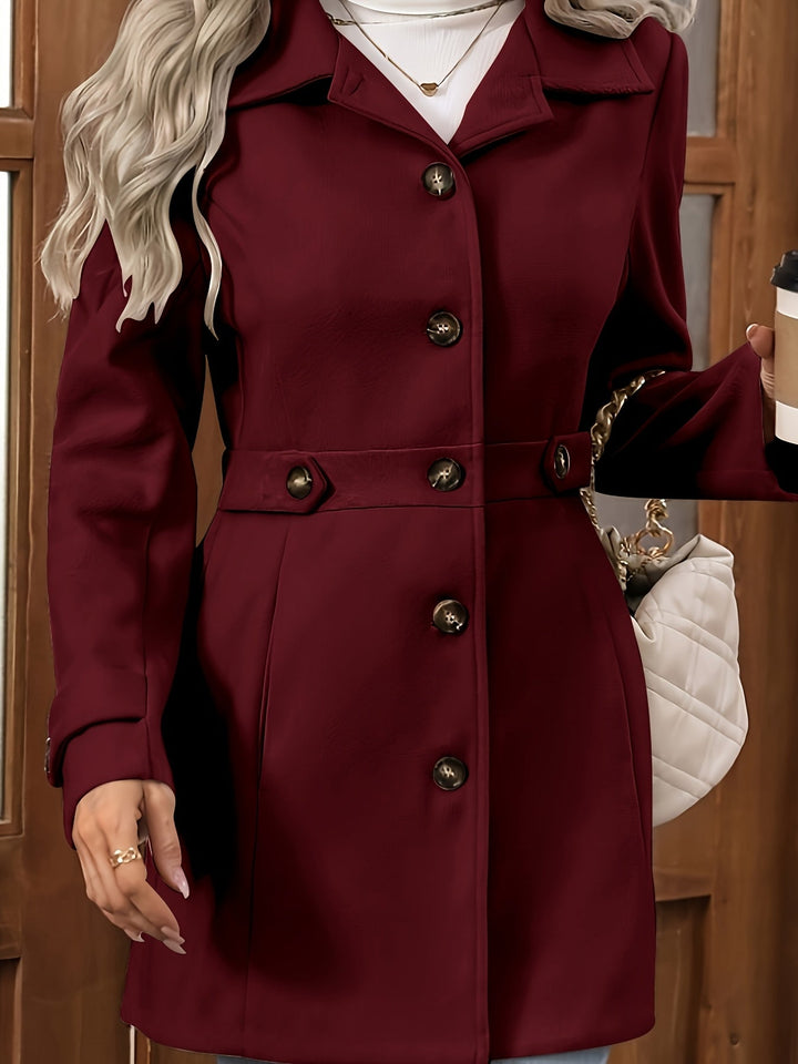 Martha │ Women's Tailored Mid-Length Coat With Notched Lapels And Button Front