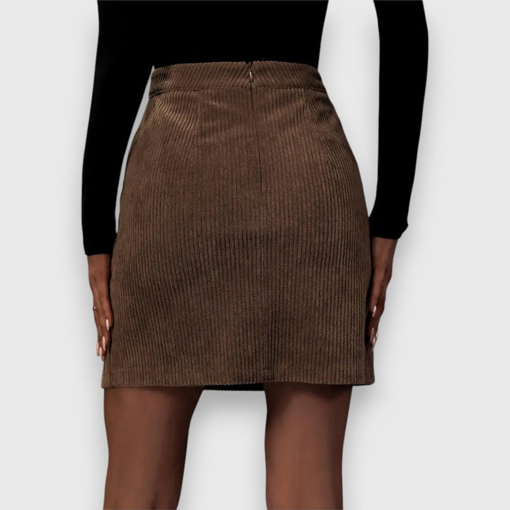 Thea │ Women's Ribbed Midi Skirt With Front Slit