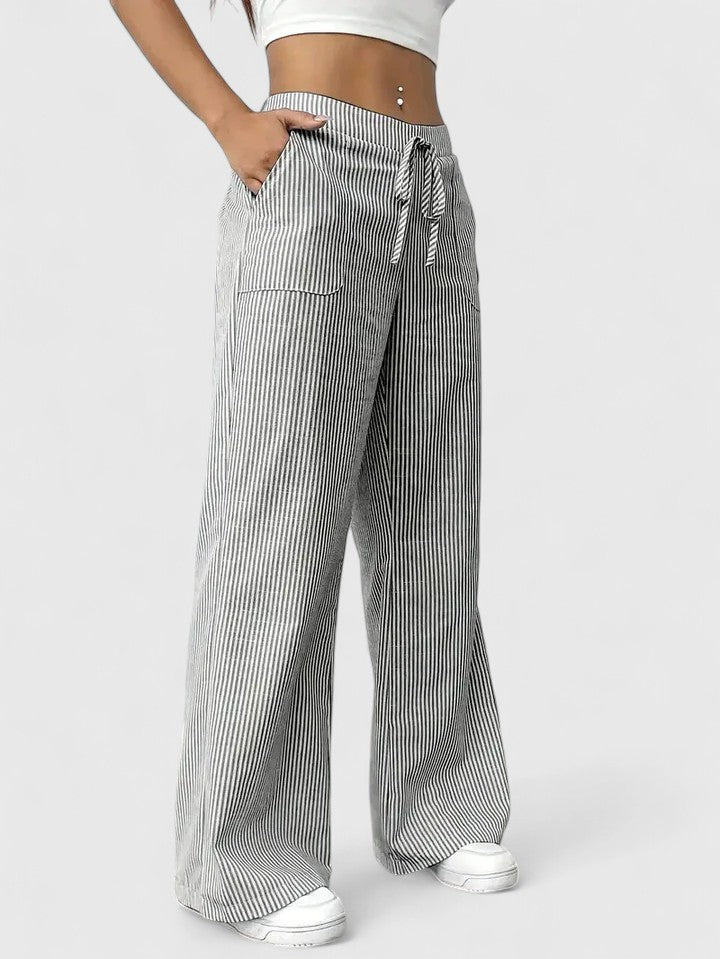 Agatha │ Women's Wide Leg Drawstring Waist Trousers