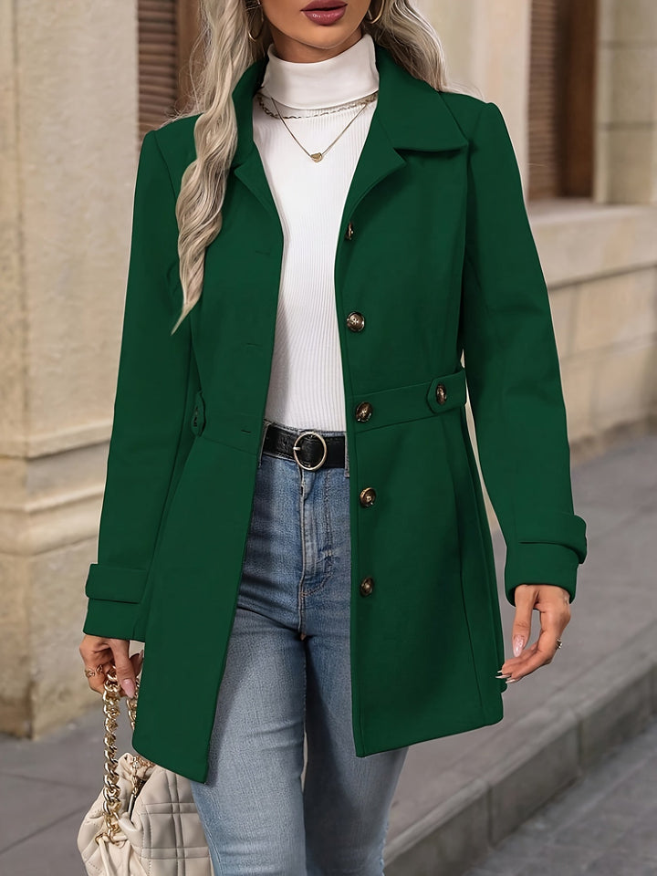 Martha │ Women's Tailored Mid-Length Coat With Notched Lapels And Button Front