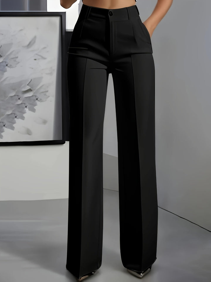 Georgina │ Women's High Waisted Wide Leg Trousers With Pressed Front Crease