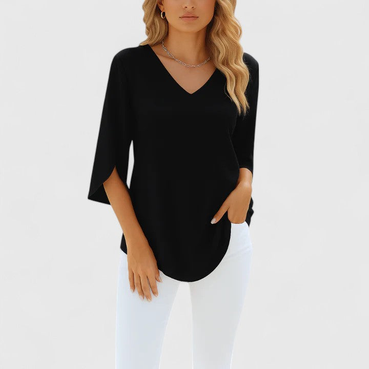 Georgia | Women's V-Neck Blouse With Split Sleeves