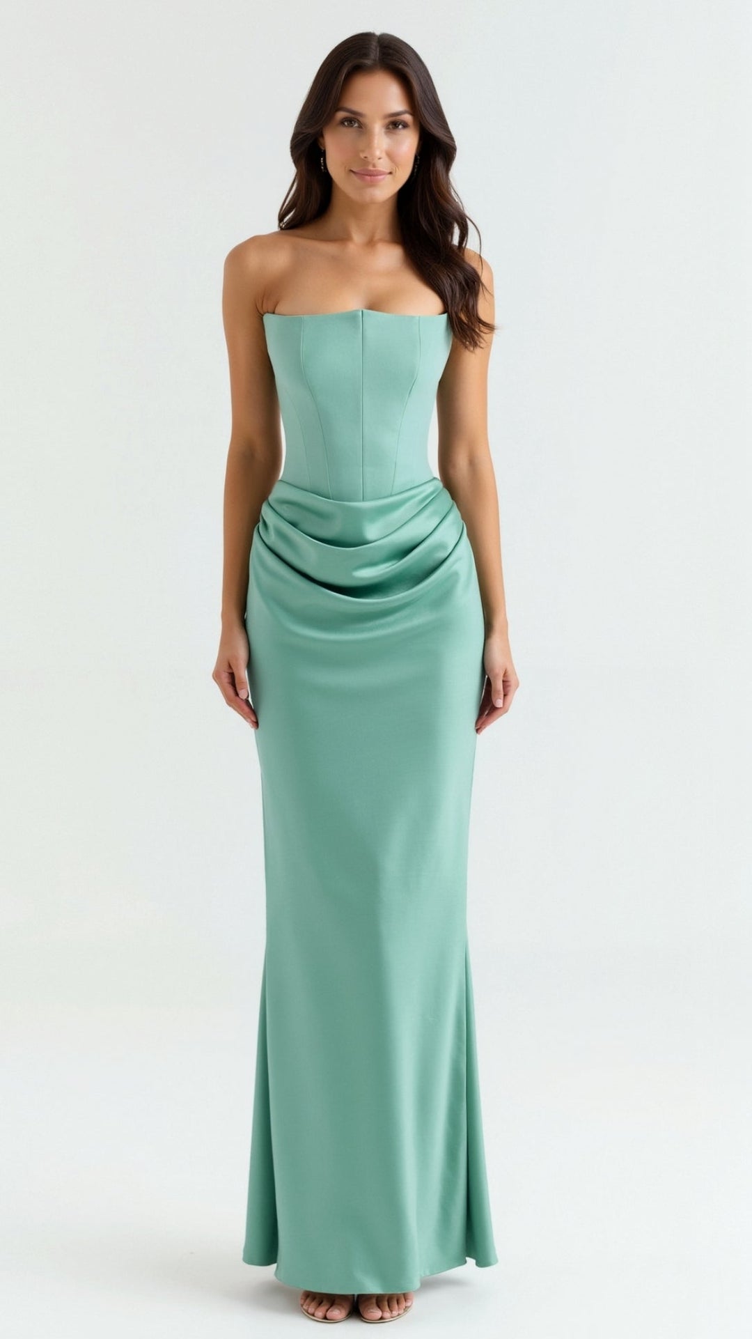 Isabella | Women's Strapless Ruched Corset Bodice Maxi Dress