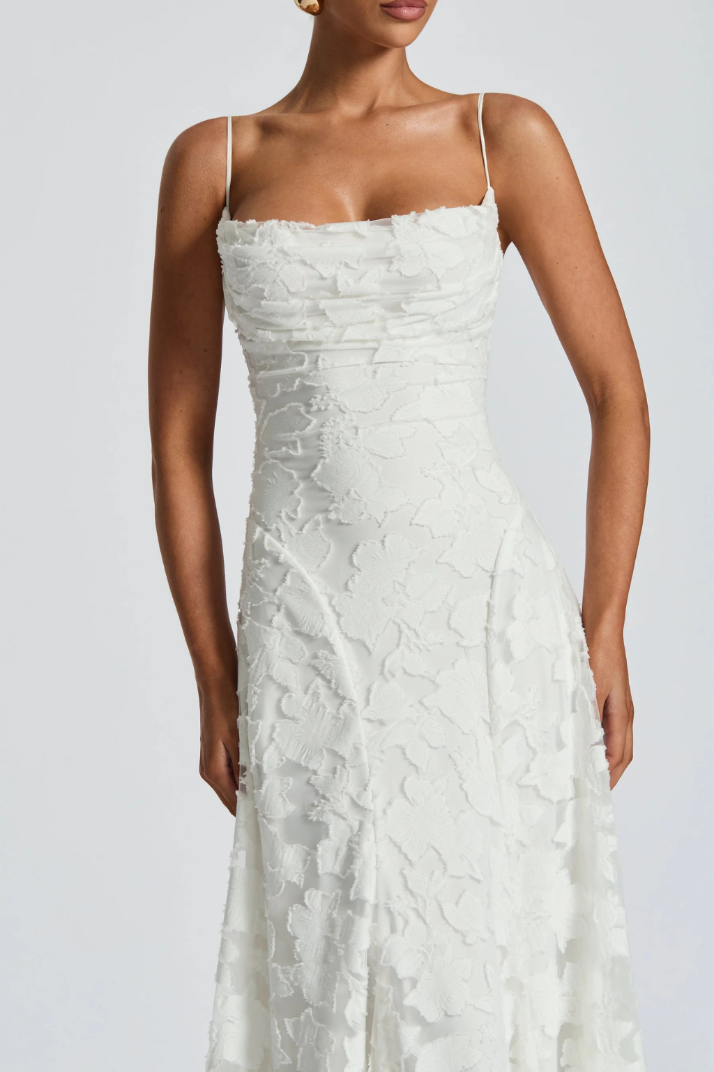 Arabella │ Women's Floral Brocade Maxi Wedding Guest Dress With Cami Straps