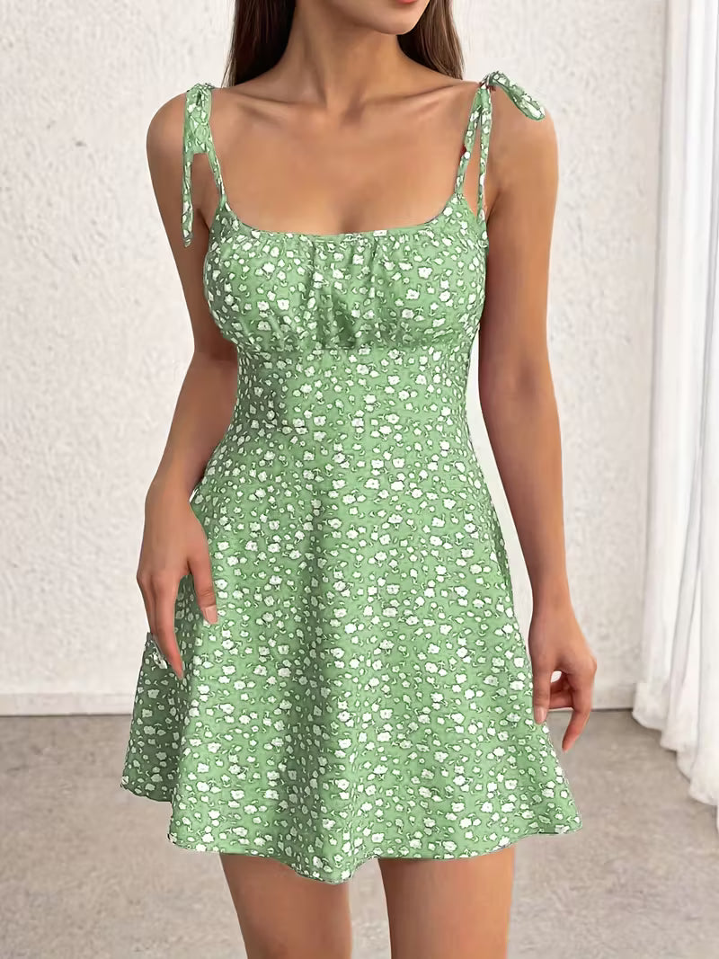 Ruby | Women's Ditsy Floral Print Tie Strap Mini Dress