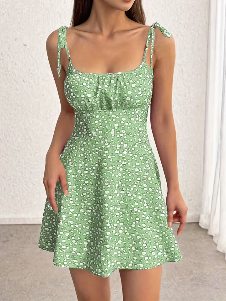 Ruby | Women's Ditsy Floral Print Tie Strap Mini Dress