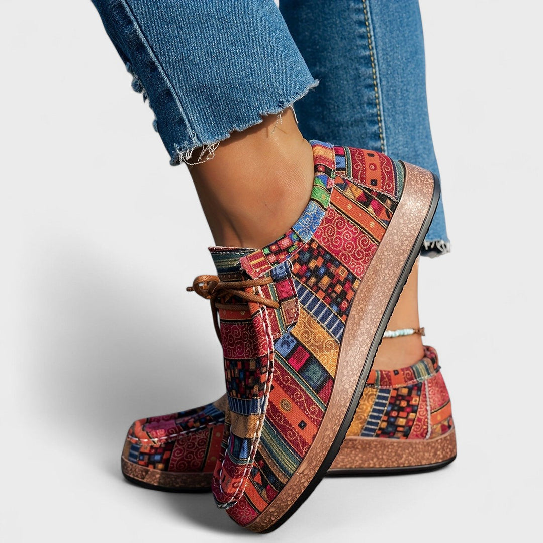 Lydia │ Women's Patchwork Lace-Up Sneakers