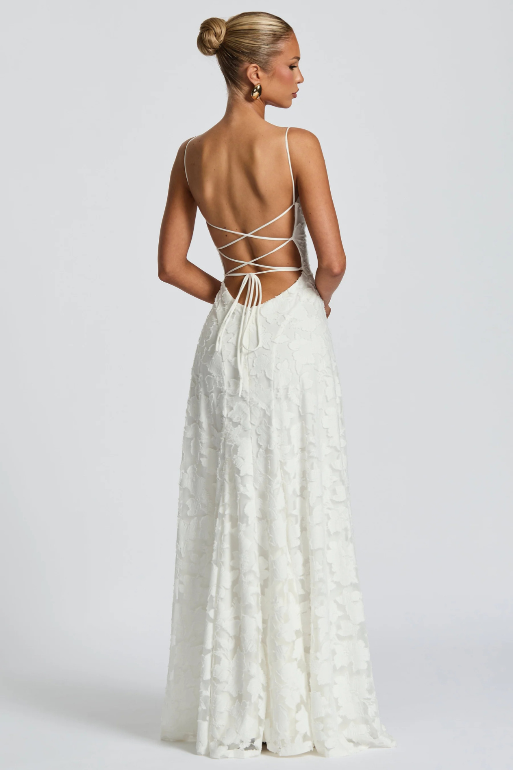 Arabella │ Women's Floral Brocade Maxi Wedding Guest Dress With Cami Straps