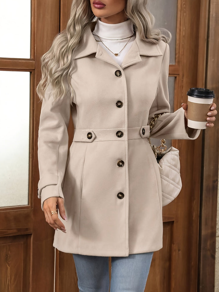 Martha │ Women's Tailored Mid-Length Coat With Notched Lapels And Button Front