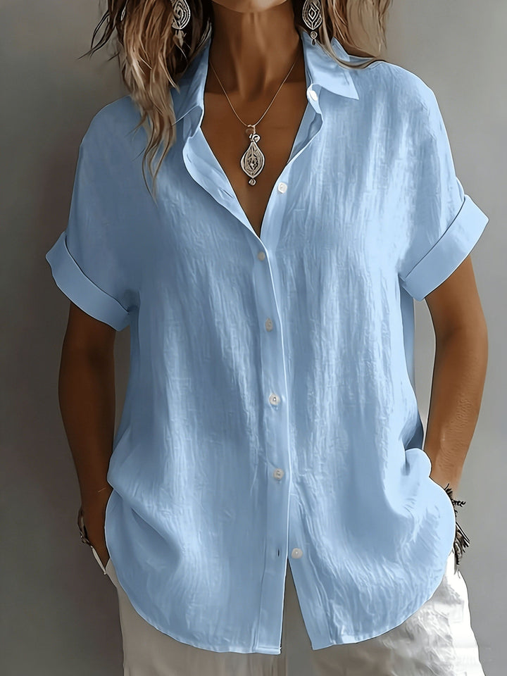 Willow | Women's Relaxed Fit Spread Collar Button-Up Short Sleeve Shirt