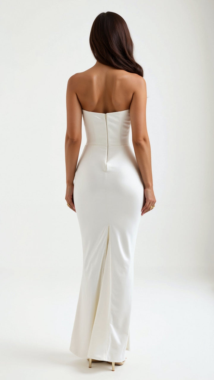 Isabella | Women's Strapless Ruched Corset Bodice Maxi Dress