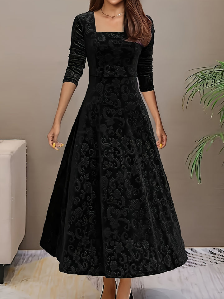 Josephine │ Women's Velvet Square Neck Wedding Guest Maxi Dress
