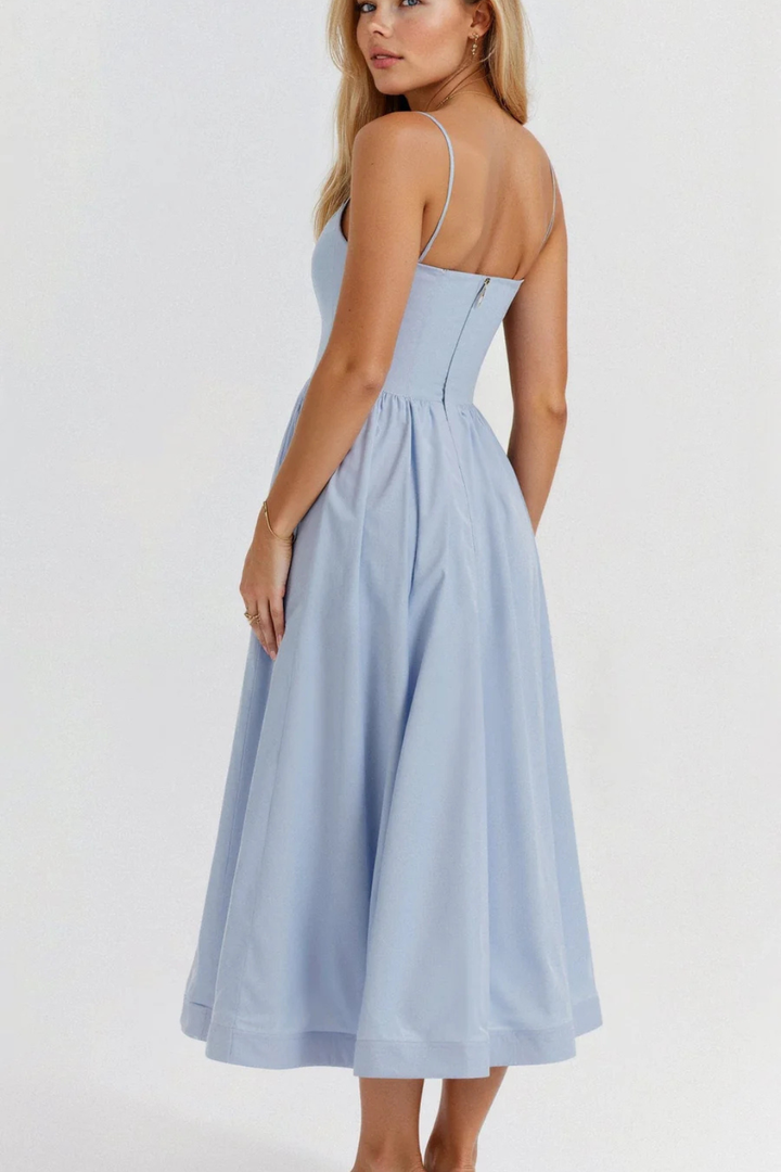 Rosalind │ Women's A-Line Midi Wedding Guest Dress With Structured Bodice