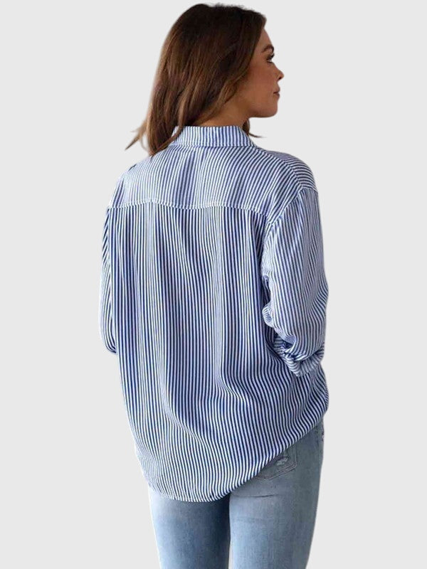 Elspeth │ Women's Stripe Print Collared Shirt