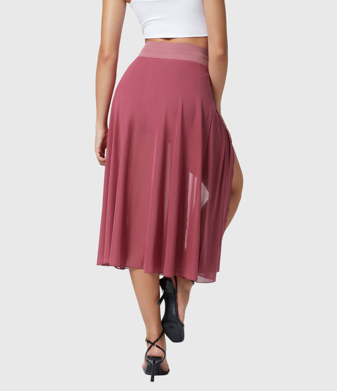 Arabella │ Women's High Waist Two-Layer Midi Skirt