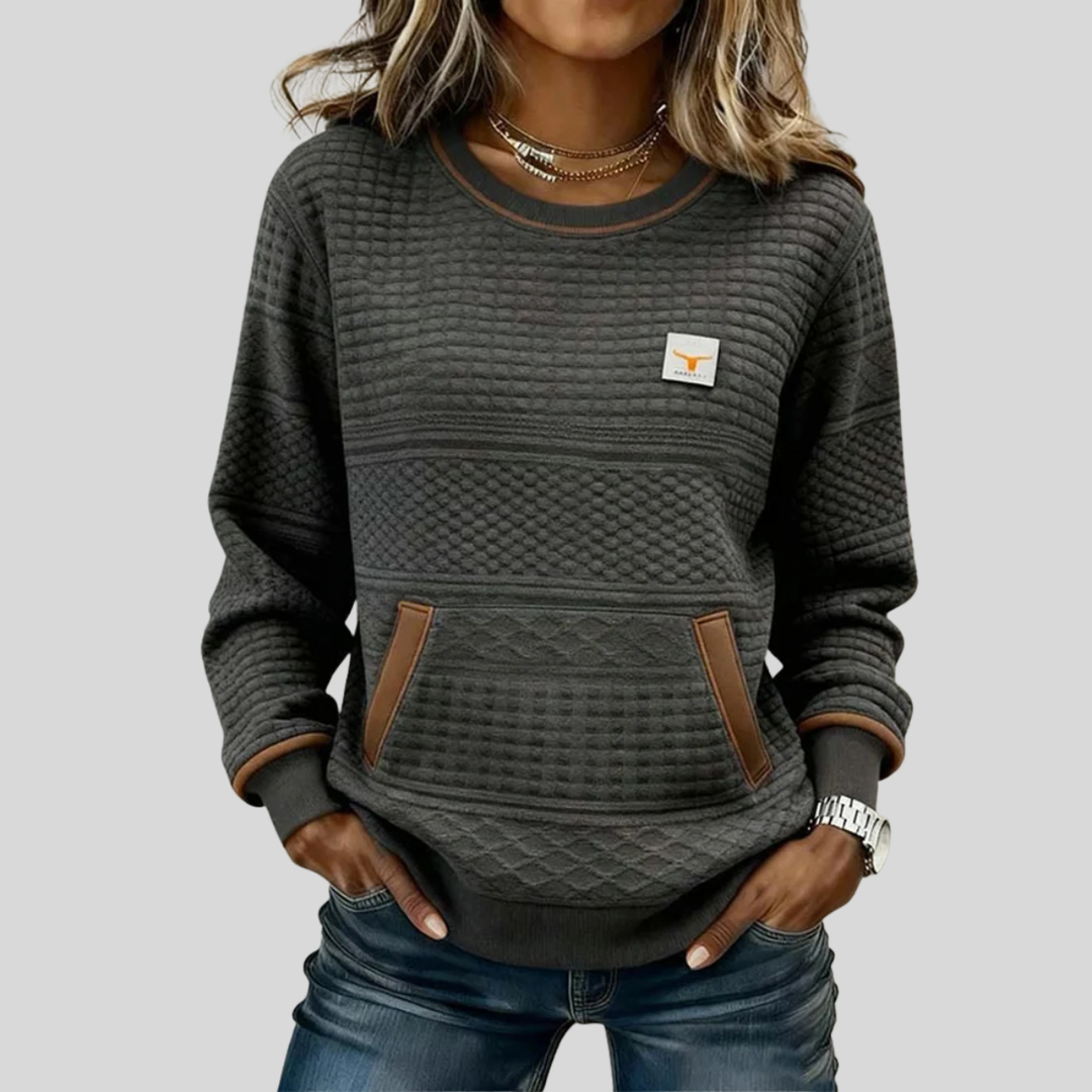 Constance │ Women's Crew Neck Quilted Panel Sweatshirt