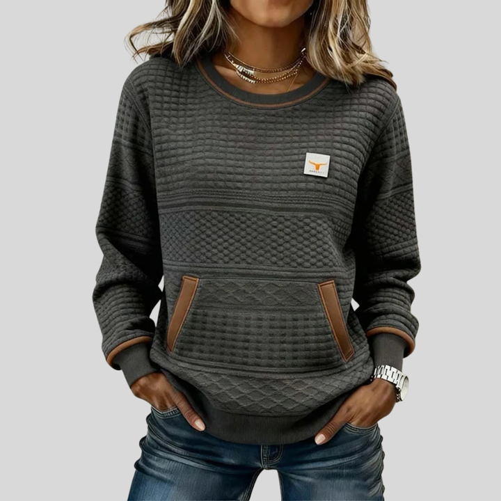 Constance │ Women's Crew Neck Quilted Panel Sweatshirt