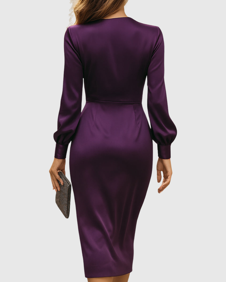 Diana │ Women's Wrap Midi Dress With Self-Tie Waist