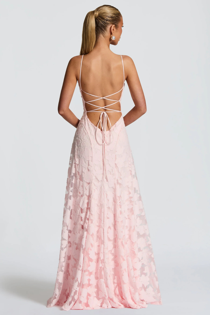 Arabella │ Women's Floral Brocade Maxi Wedding Guest Dress With Cami Straps