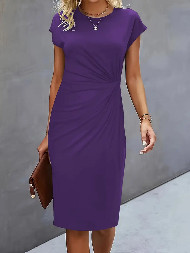 Verity │ Women's Short Sleeve Bodycon Midi Dress With Twisted Waist Detail