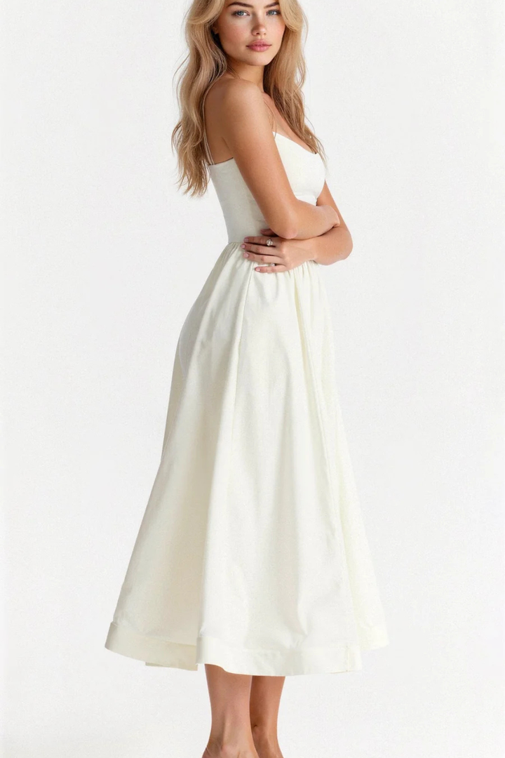 Rosalind │ Women's A-Line Midi Wedding Guest Dress With Structured Bodice