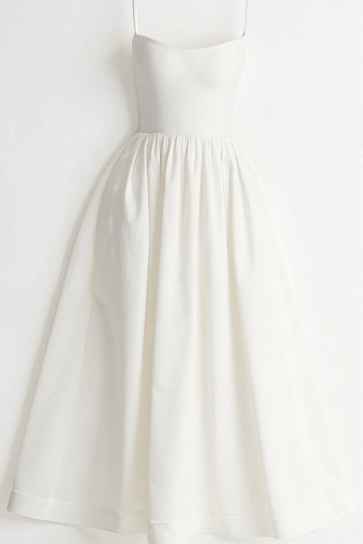 Rosalind │ Women's A-Line Midi Wedding Guest Dress With Structured Bodice