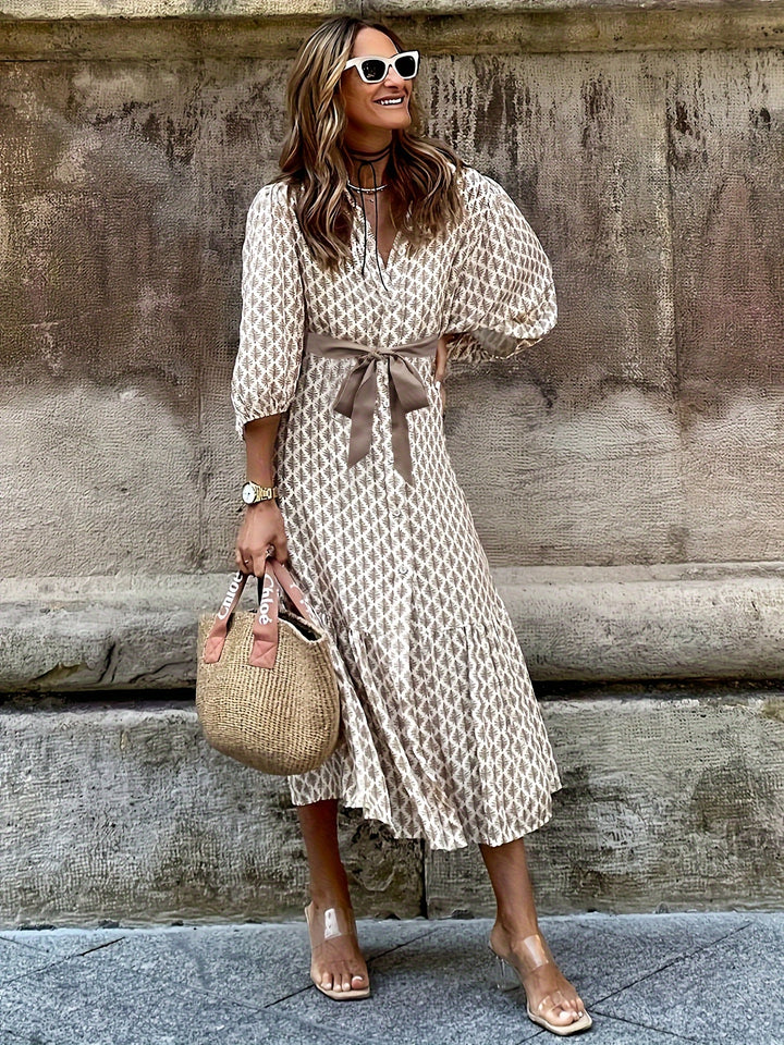 Edith │ Women's Long Sleeve Wrap Maxi Dress With Tie Waist