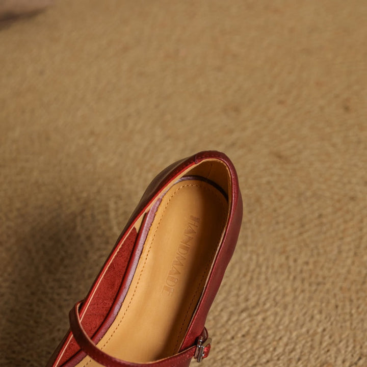 Selina │ Women's Square Toe Mary Jane Flat With Woven Upper