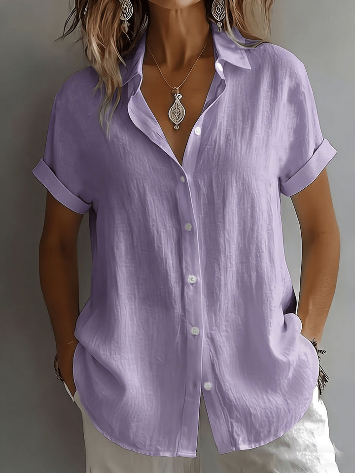 Willow | Women's Relaxed Fit Spread Collar Button-Up Short Sleeve Shirt