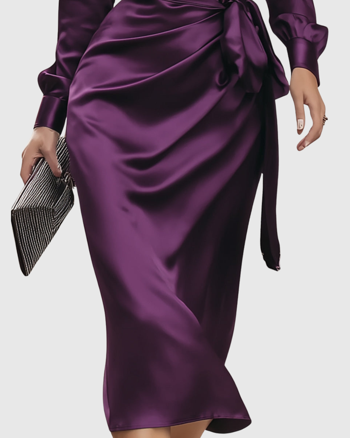 Diana │ Women's Wrap Midi Dress With Self-Tie Waist