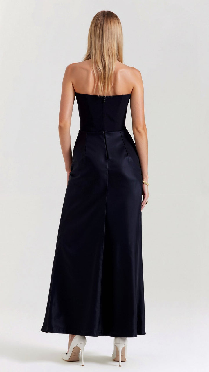 Isabella | Women's Strapless Ruched Corset Bodice Maxi Dress
