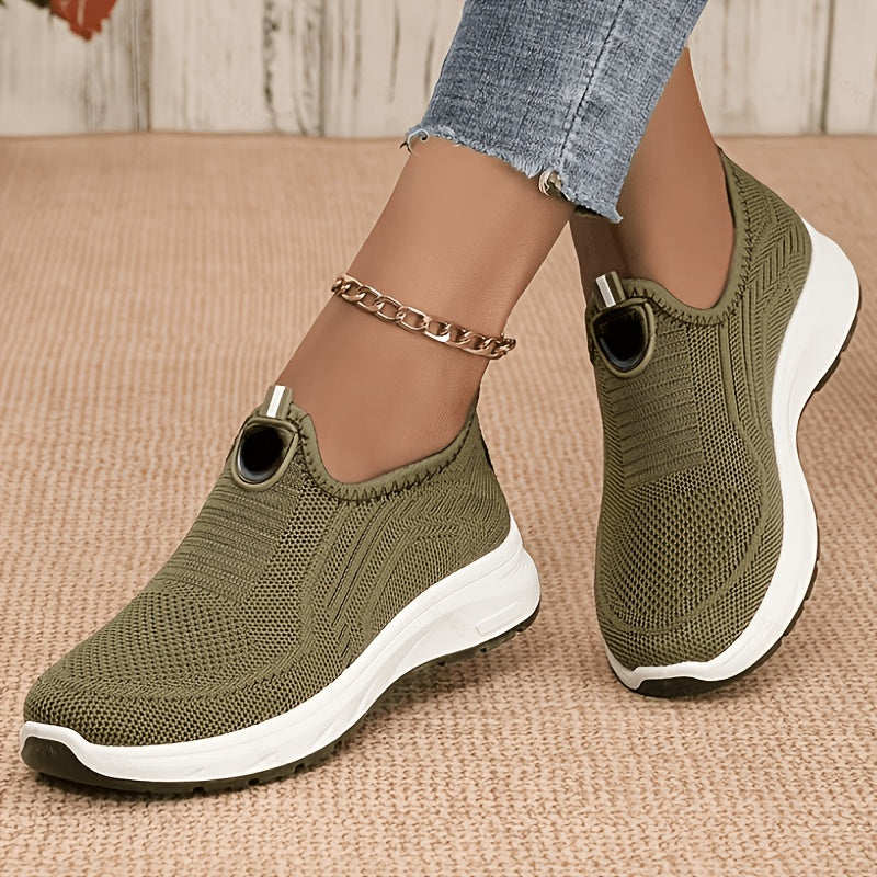 Hanne | Dame Slip-On Sneakers Med Strikkenet Overdel Og Lav Profil