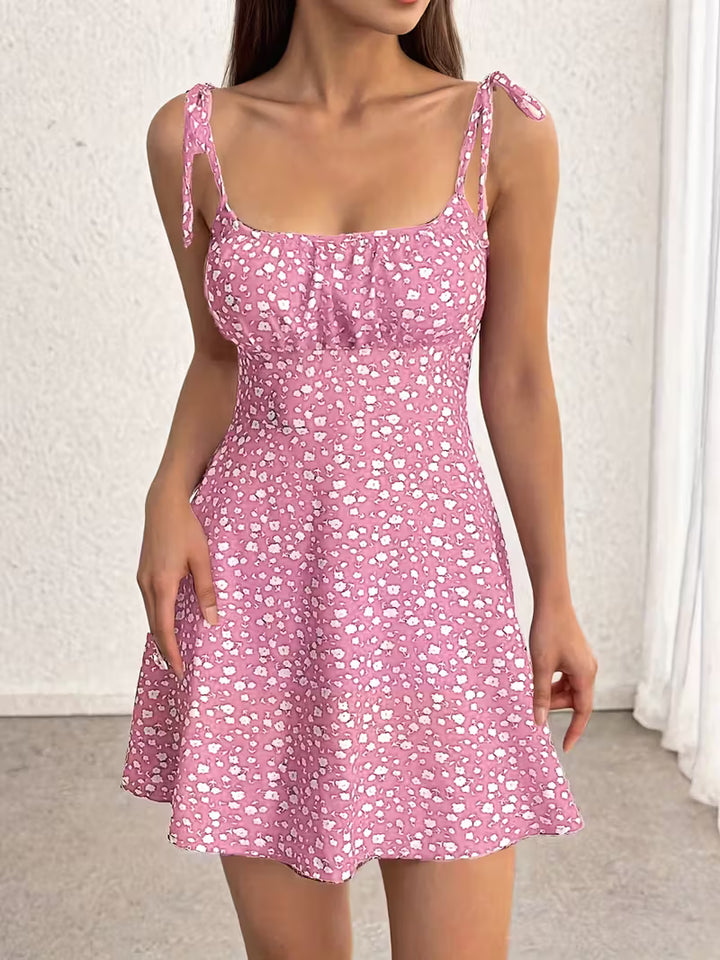 Ruby | Women's Ditsy Floral Print Tie Strap Mini Dress