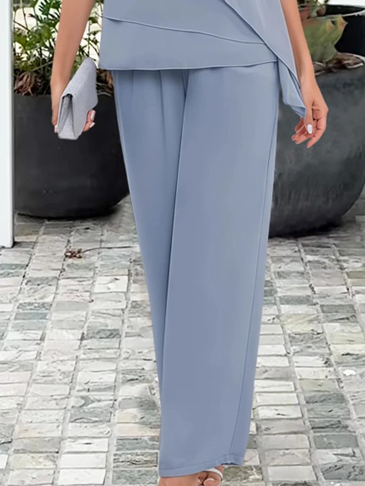 Seraphina │ Women's Chiffon Layered Top And Wide-Leg Trousers Two-Piece Set