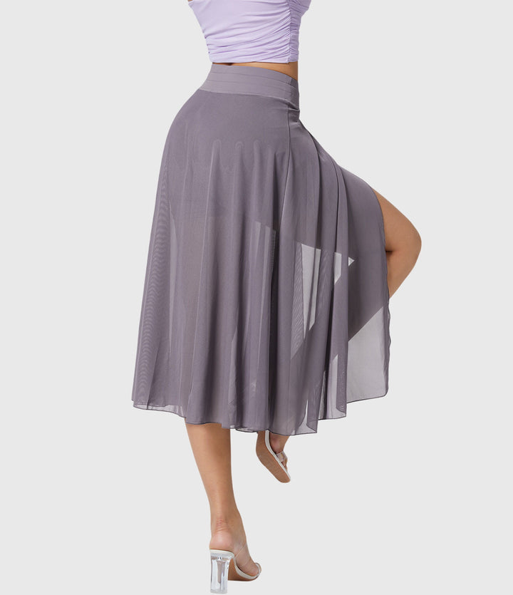 Arabella │ Women's High Waist Two-Layer Midi Skirt
