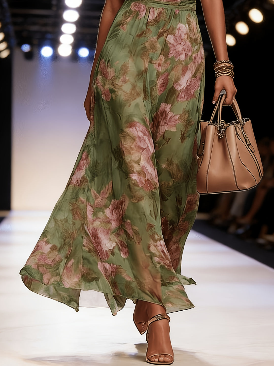 Eleanor │ Women's Floral Print Halter Neck Wedding Guest Maxi Dress