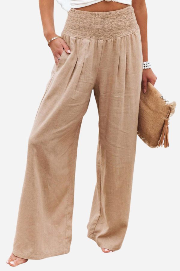 Zoe │ Women's High Waist Wide Leg Cotton Palazzo Trousers