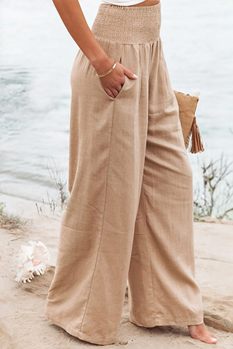 Zoe │ Women's High Waist Wide Leg Cotton Palazzo Trousers