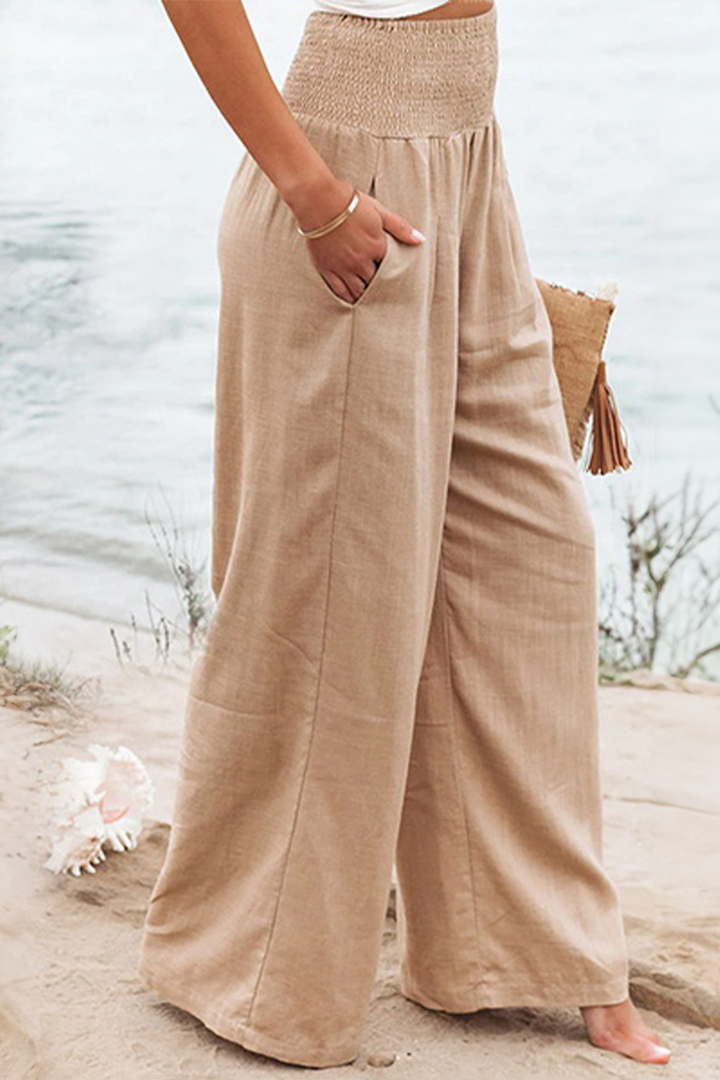 Zoe │ Women's High Waist Wide Leg Cotton Palazzo Trousers