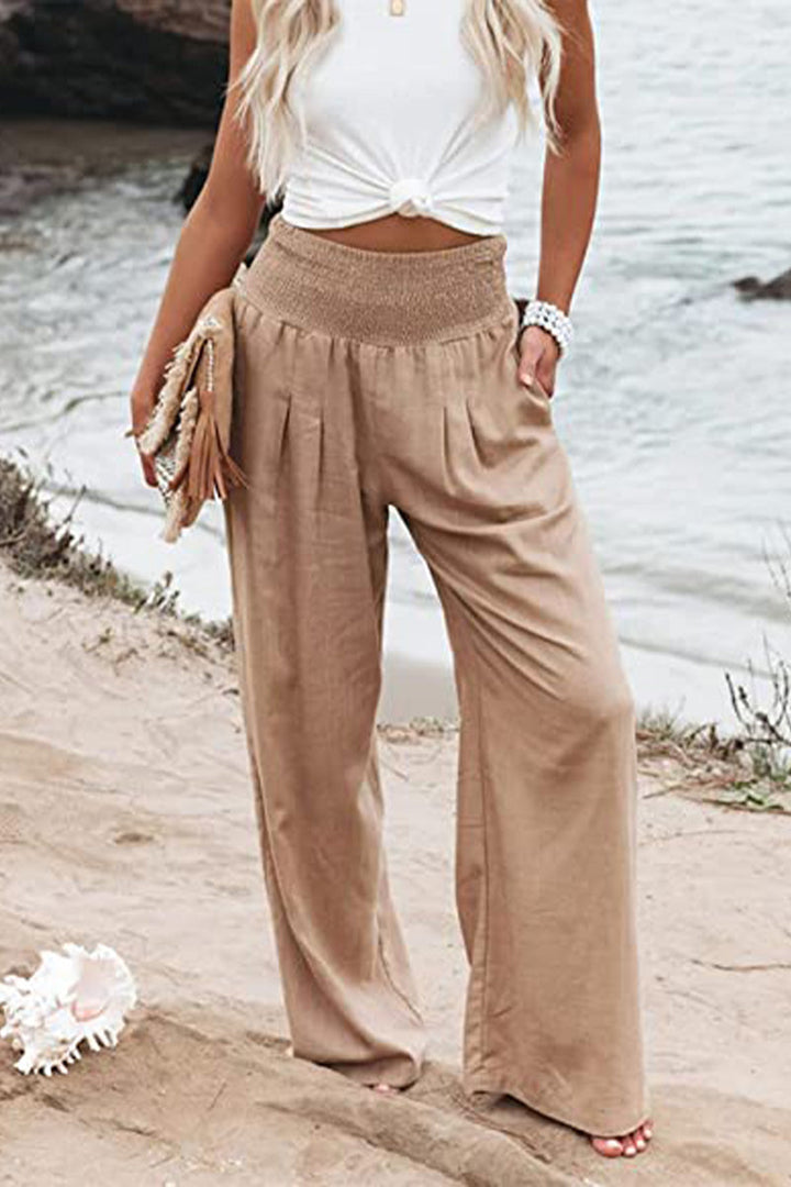 Zoe │ Women's High Waist Wide Leg Cotton Palazzo Trousers