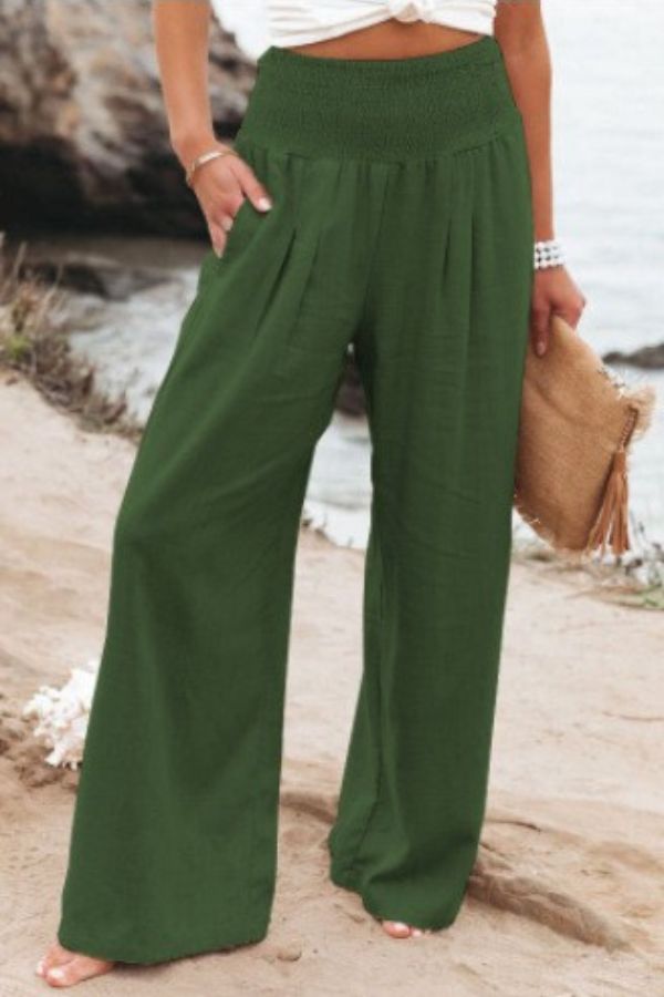 Zoe │ Women's High Waist Wide Leg Cotton Palazzo Trousers
