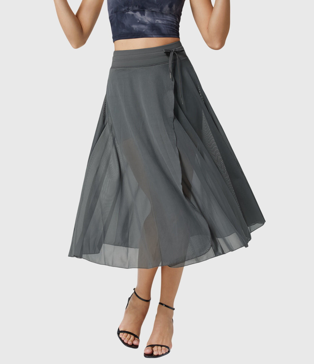 Arabella │ Women's High Waist Two-Layer Midi Skirt
