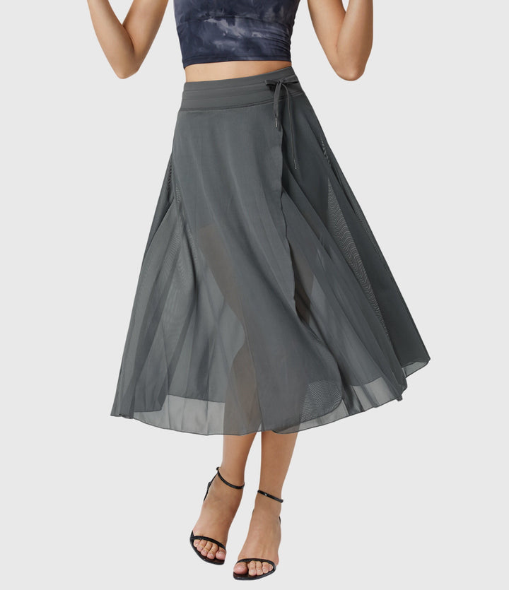 Arabella │ Women's High Waist Two-Layer Midi Skirt