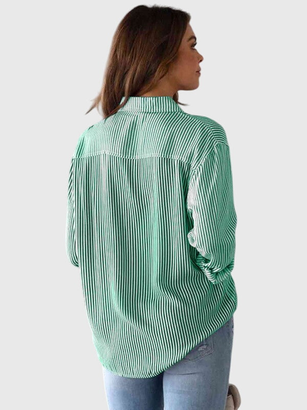 Elspeth │ Women's Stripe Print Collared Shirt