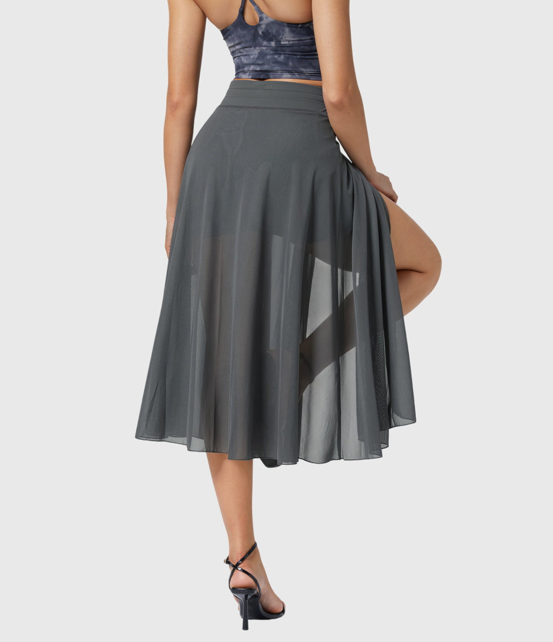 Arabella │ Women's High Waist Two-Layer Midi Skirt
